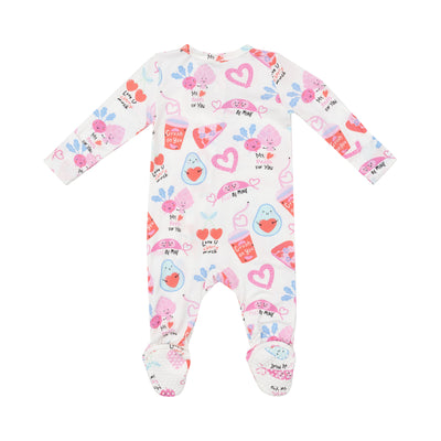 2 Way Zipper Footie - Love You Foodie Much Pink-Angel Dear