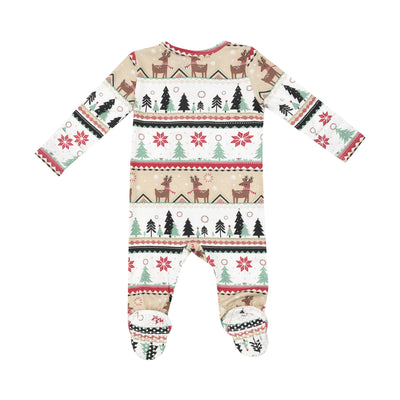 2 Way Zipper Footie - Reindeer Fair Isle-Angel Dear