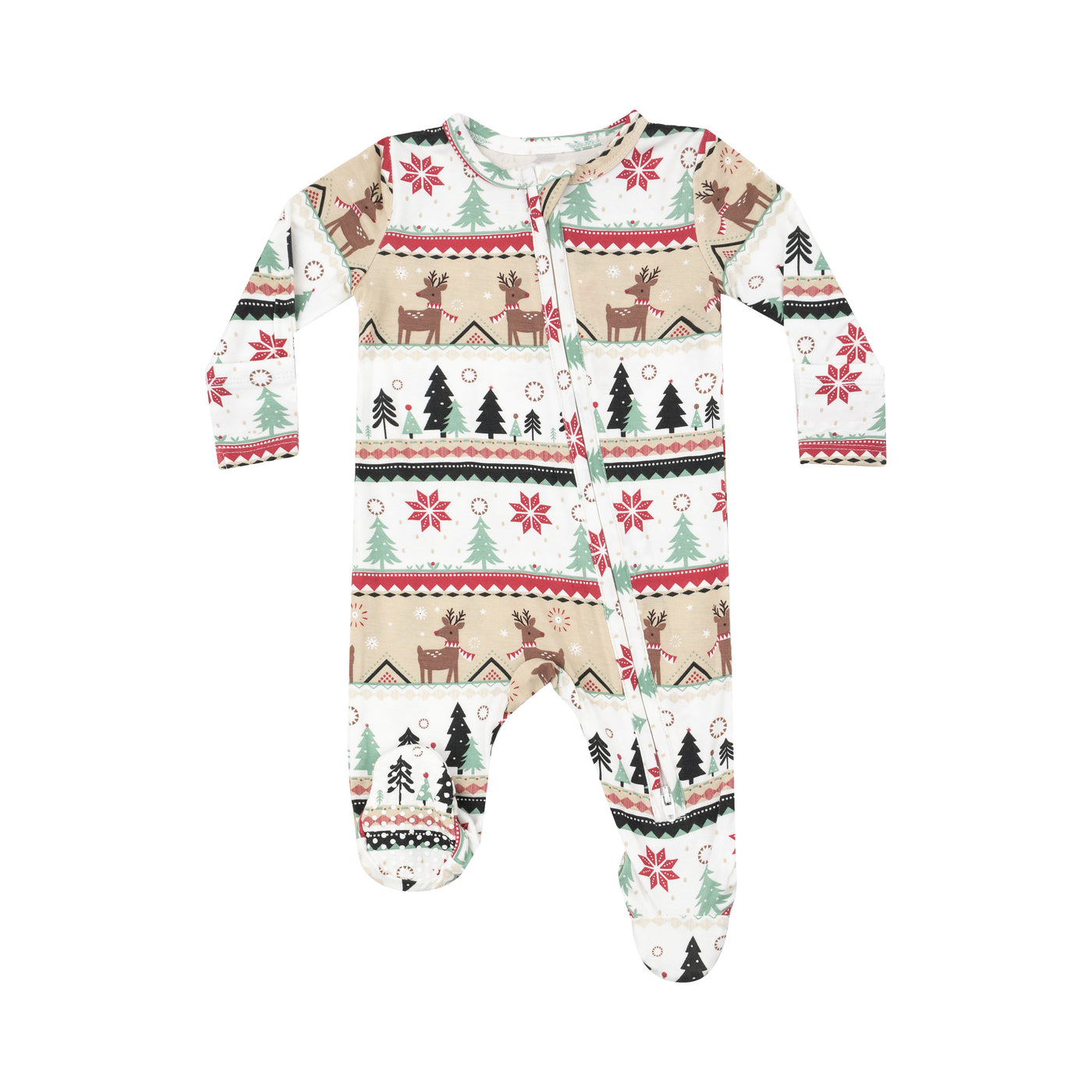 2 Way Zipper Footie - Reindeer Fair Isle-Angel Dear