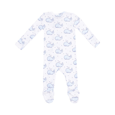 2 Way Zipper Footie - Bubbly Whale Blue-Angel Dear