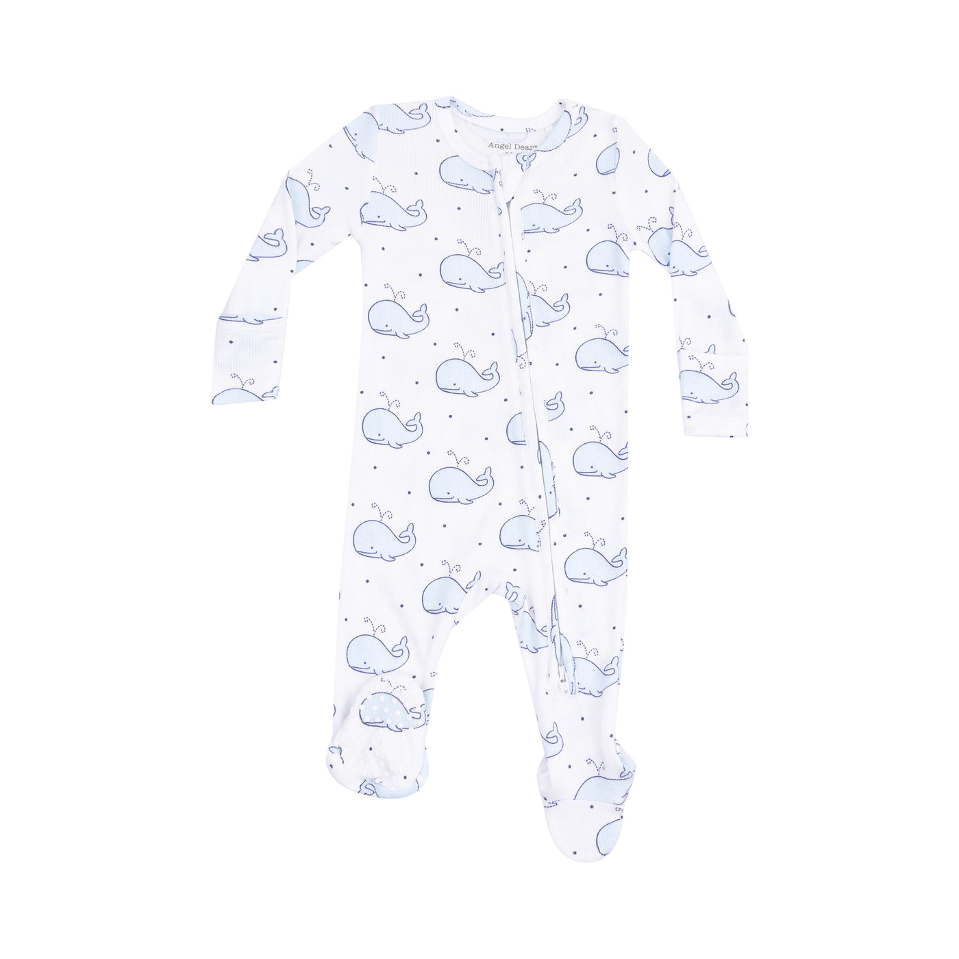 2 Way Zipper Footie - Bubbly Whale Blue