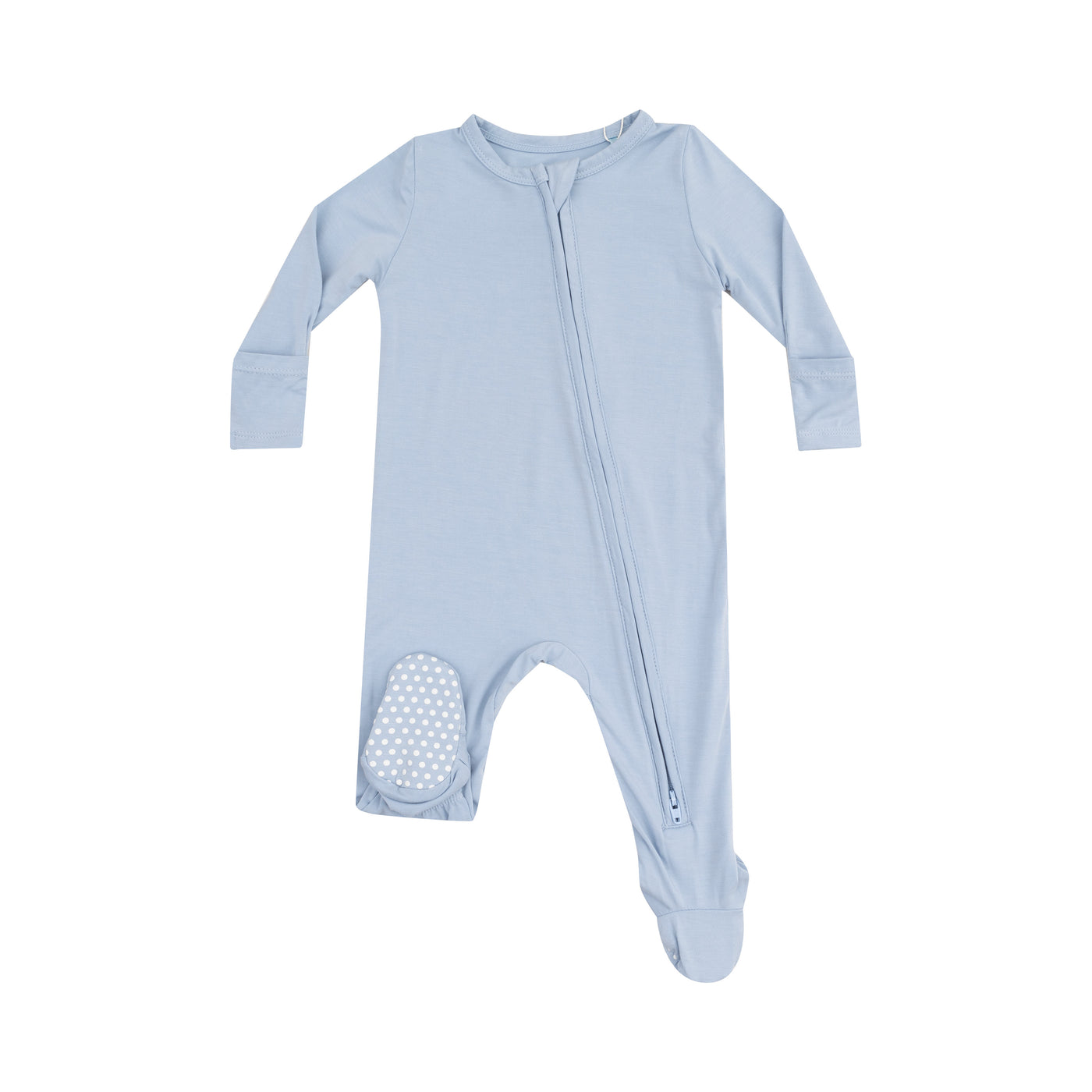 2  Way Zipper Footie - Solid Blue Fog