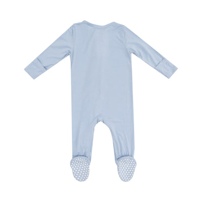 2  Way Zipper Footie - Solid Blue Fog