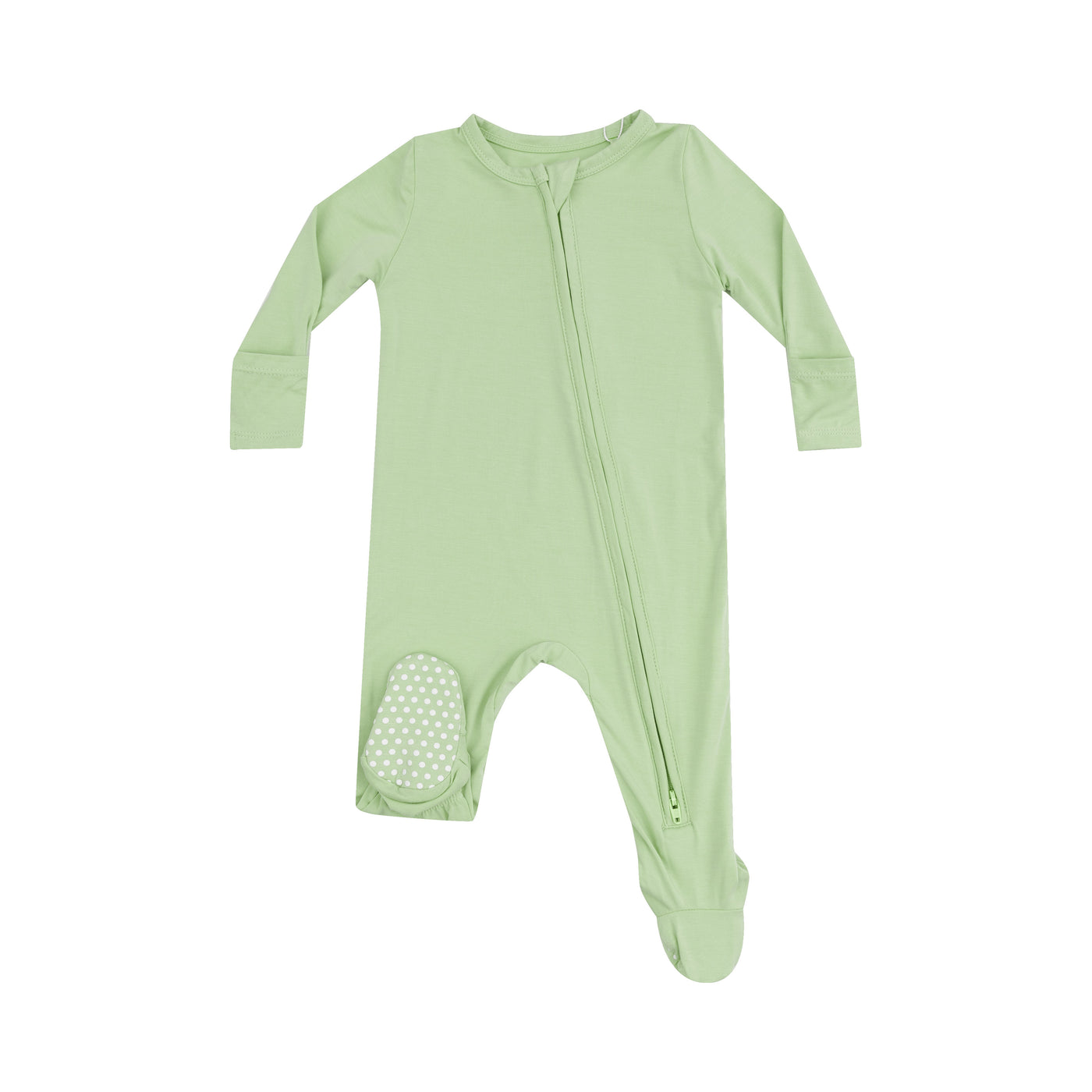 2 Way Zipper Footie - Solid Foam Green