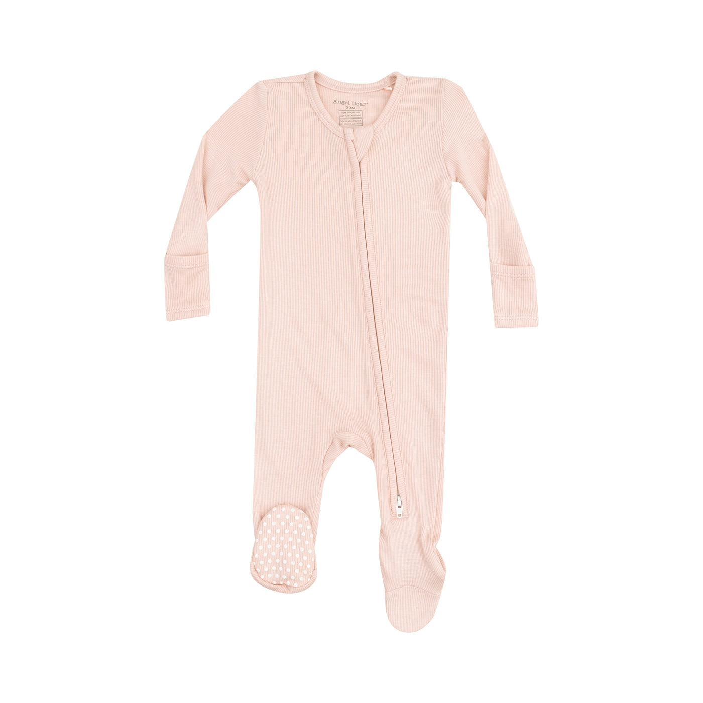 2 Way Zipper Footie - Solid Rose Smoke Ribbed