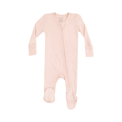 2 Way Zipper Footie - Solid Rose Smoke Ribbed