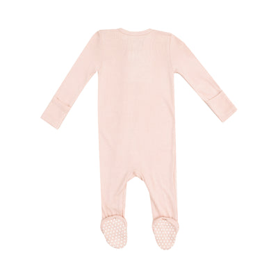 2 Way Zipper Footie - Solid Rose Smoke Ribbed