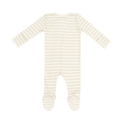 2 Way Zipper Footie - Stripe Oxford Tan