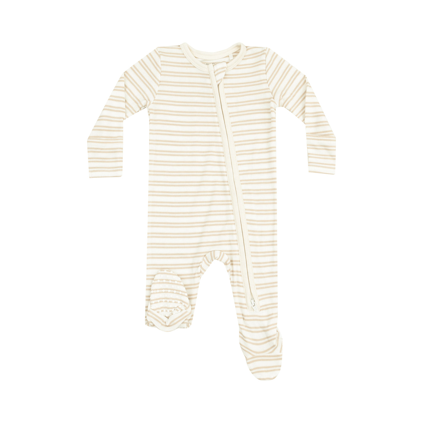 2 Way Zipper Footie - Stripe Oxford Tan