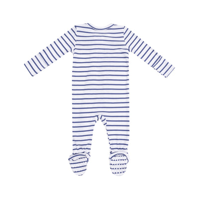 2 Way Zipper Footie - Stripe Vintage Navy-Angel Dear