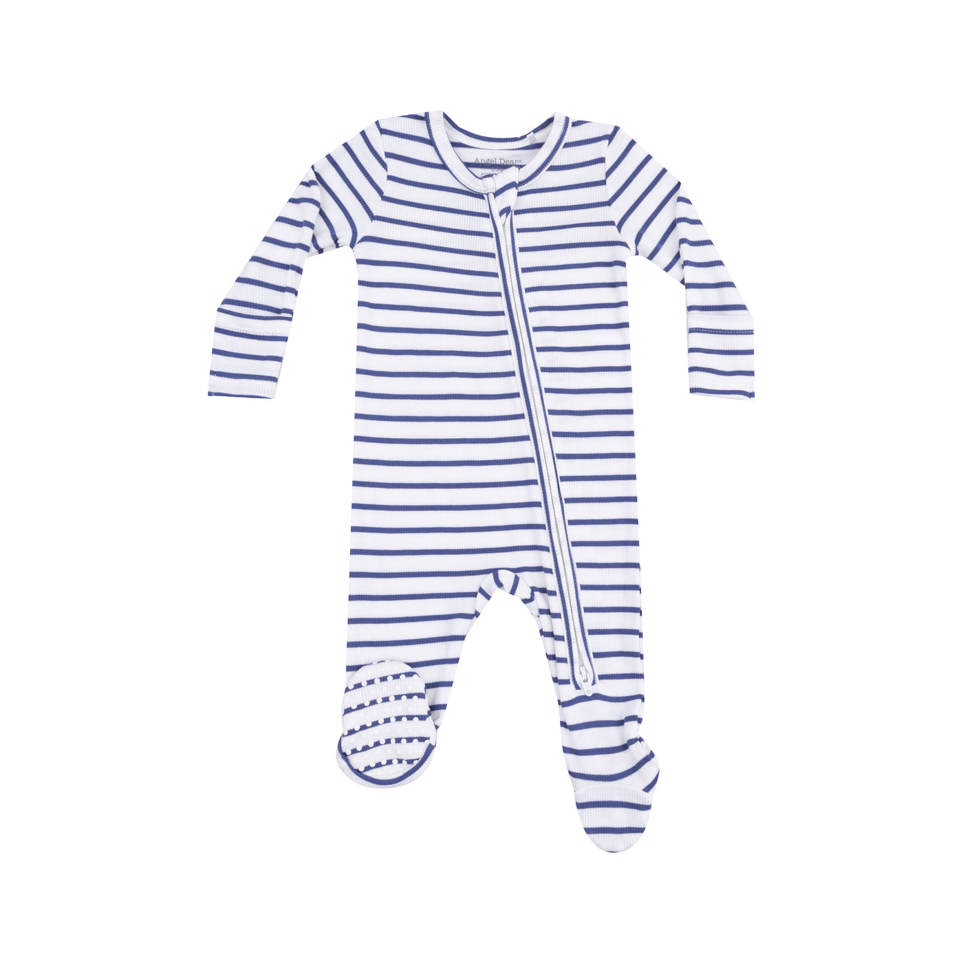 2 Way Zipper Footie - Stripe Vintage Navy-Angel Dear