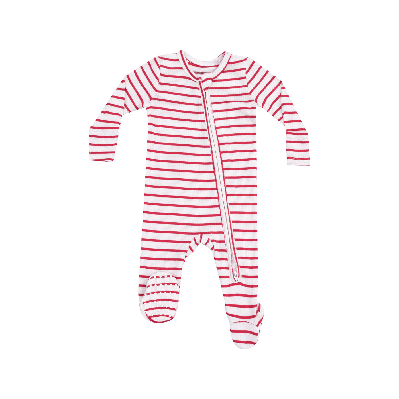 2 Way Zipper Footie - Stripe Vintage Red-Angel Dear