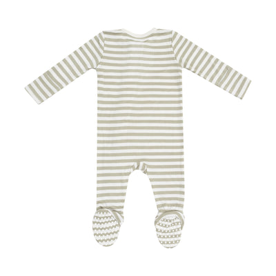 2 Way Zipper Footie - Stripe Sage