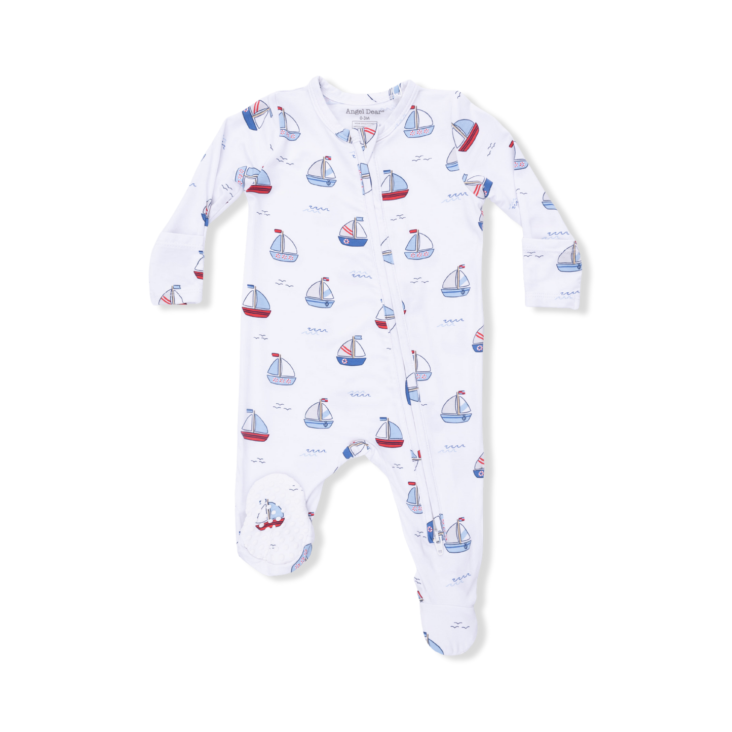 Bubbly Sailboats Blue - 2 Way Zipper Footie-Angel Dear