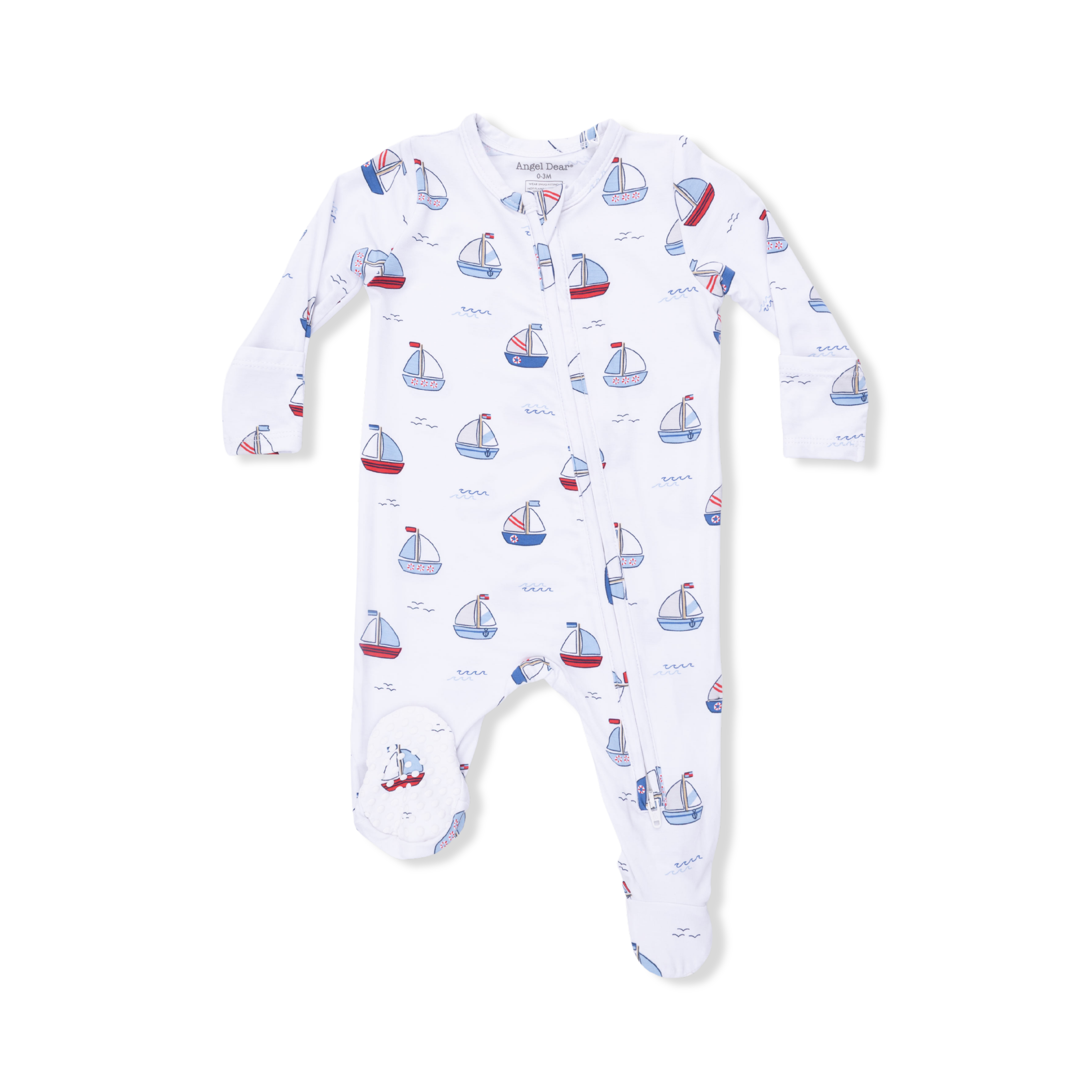 Bubbly Sailboats Blue - 2 Way Zipper Footie-Angel Dear