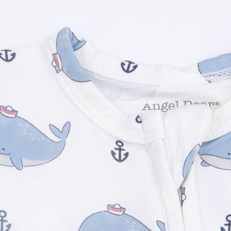 Bubbly Sailor Whales Blue - 2 Way Zipper Footie