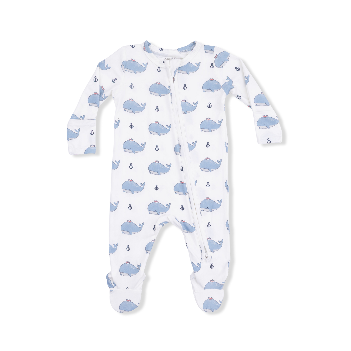 Bubbly Sailor Whales Blue - 2 Way Zipper Footie-Angel Dear