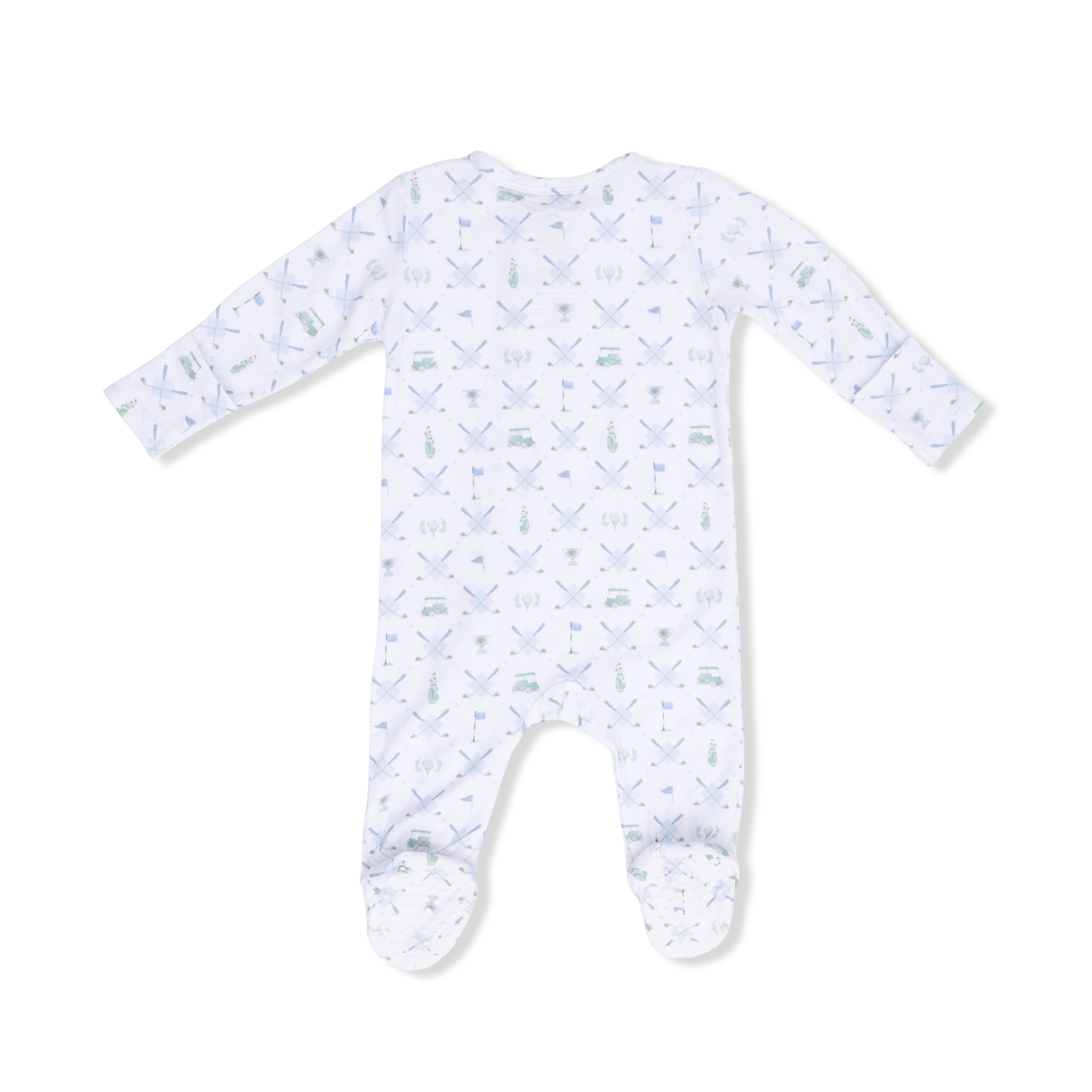 Golf Trellis Blue - 2 Way Zipper Footie & Swaddle Blanket-Angel Dear