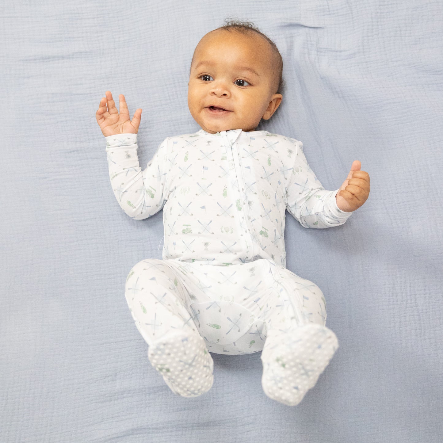 Golf Trellis Blue - 2 Way Zipper Footie-Angel Dear