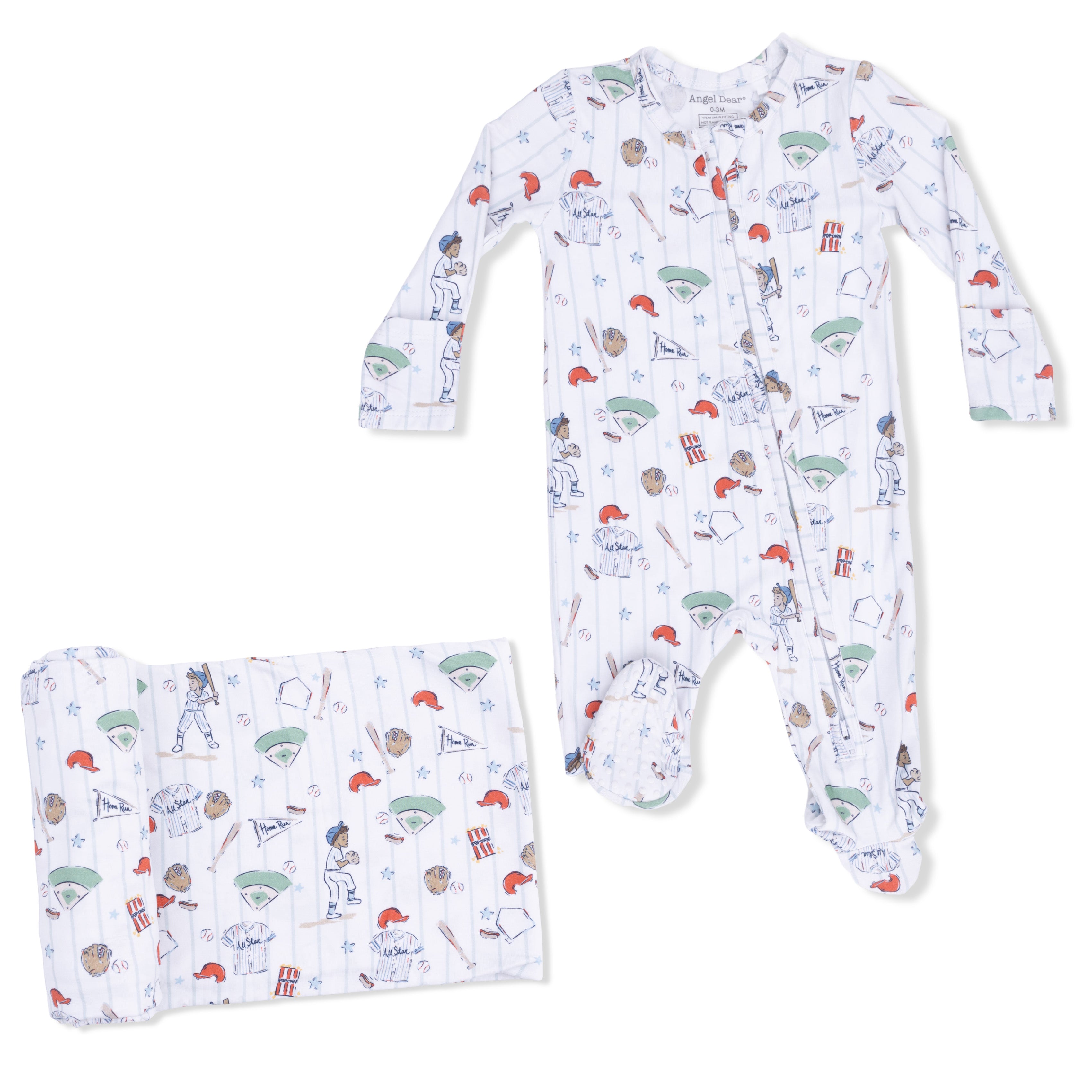 Home Run Baseball - 2 Way Zipper Footie & Swaddle-Angel Dear