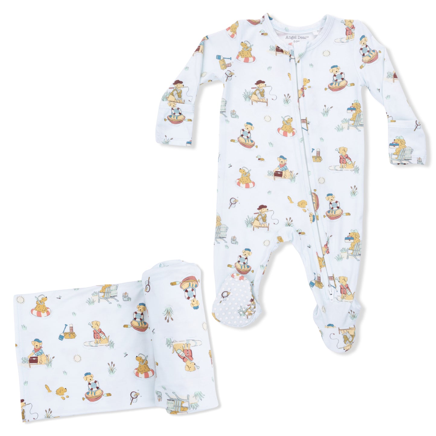 Lake Buddy Dogs - 2 Way Zipper Footie & Swaddle-Angel Dear
