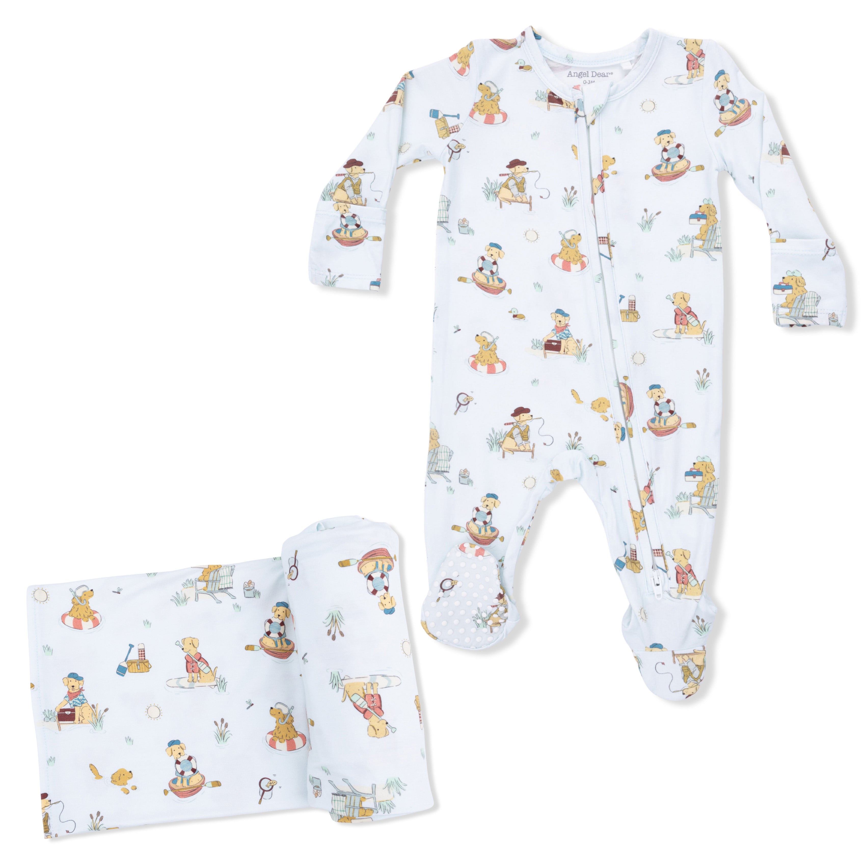 Lake Buddy Dogs - 2 Way Zipper Footie & Swaddle-Angel Dear