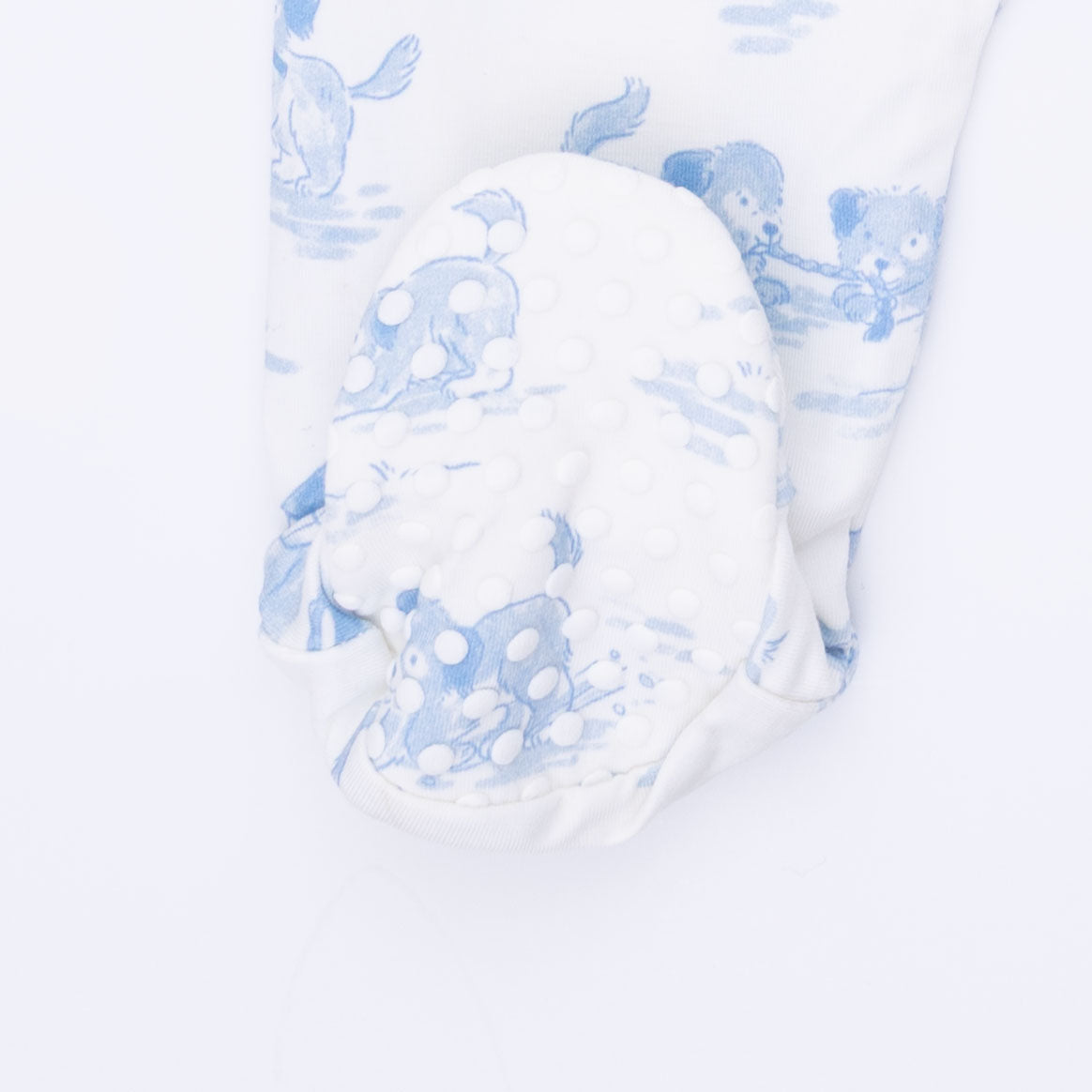 Puppy Toile Blue -  2 Way Zipper Footie, Swaddle  & Bandana Bib Set
