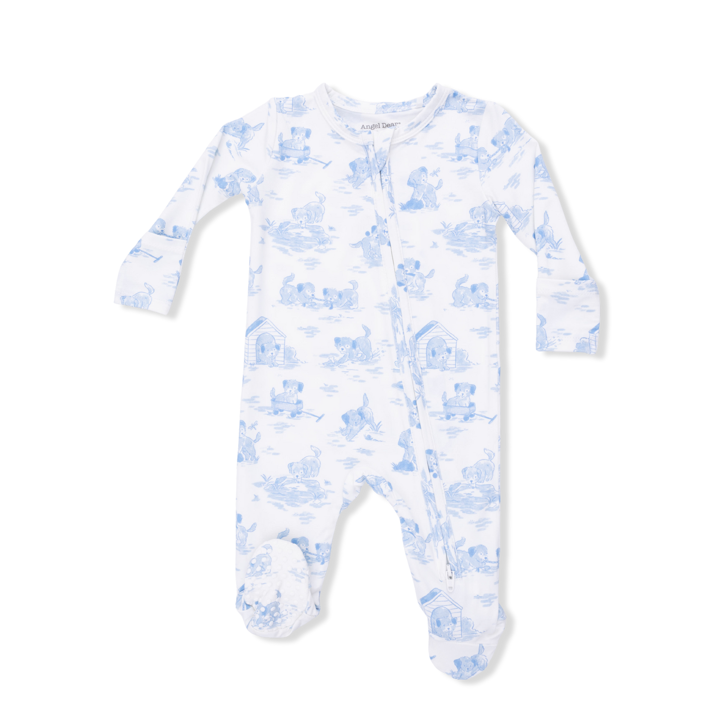 Puppy Toile Blue - 2 Way Zipper Footie-Angel Dear
