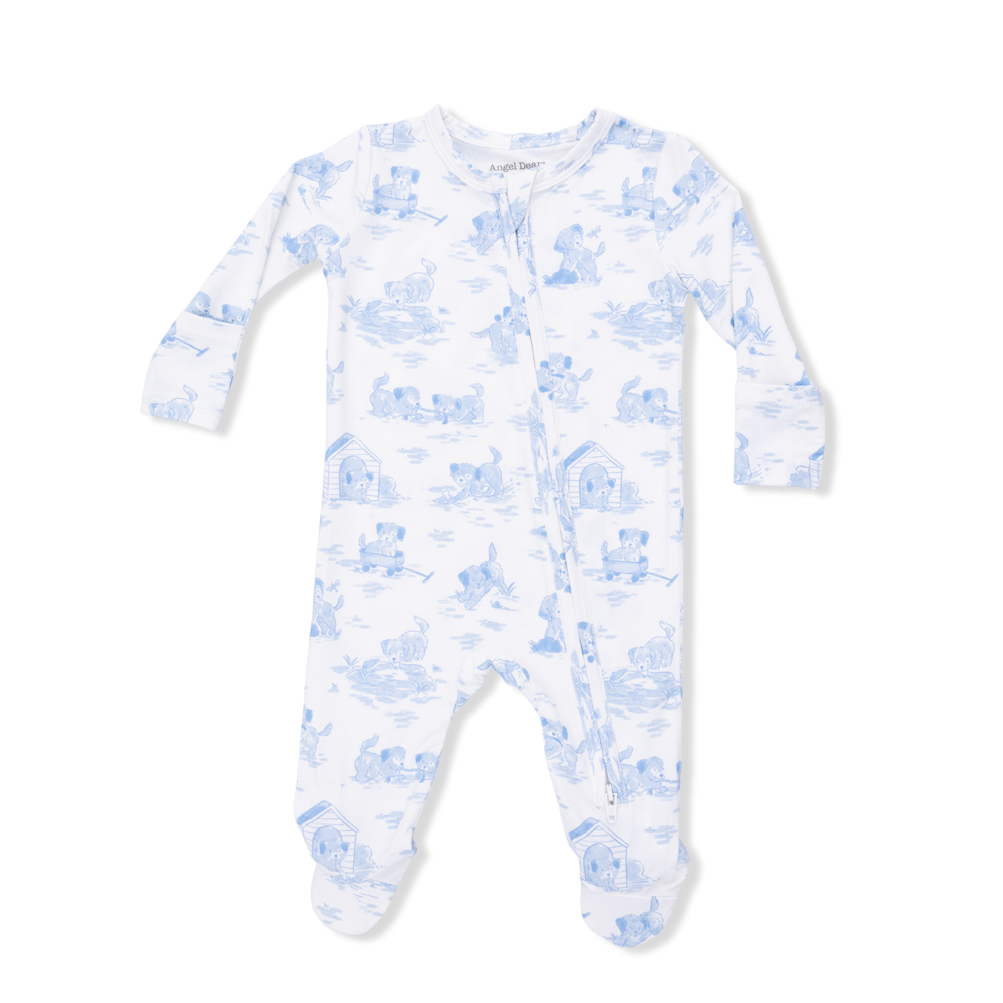 Puppy Toile Blue - 2 Way Zipper Footie-Angel Dear