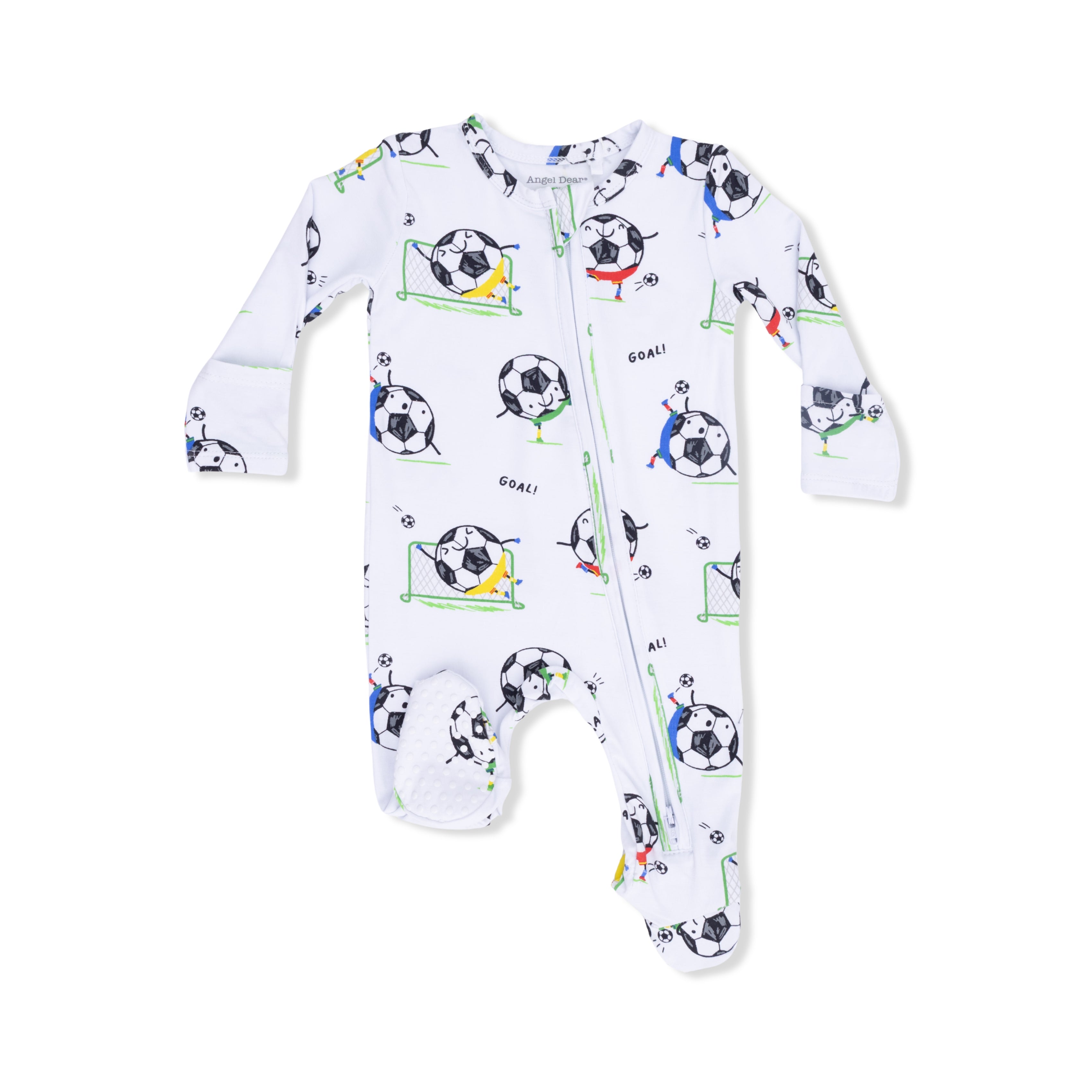 Soccer Balls Playing Soccer  Blue - 2 Way Zipper Footie-Angel Dear