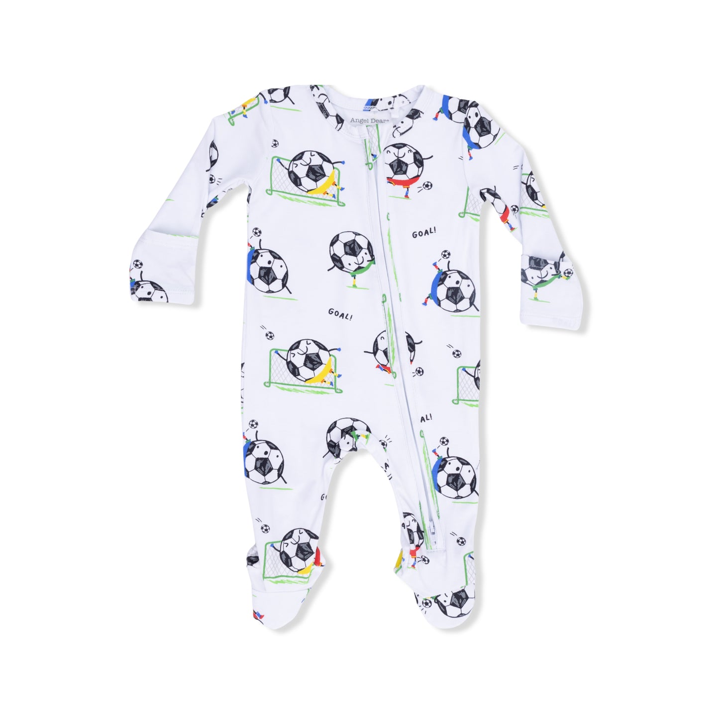 Soccer Balls Playing Soccer  Blue - 2 Way Zipper Footie-Angel Dear