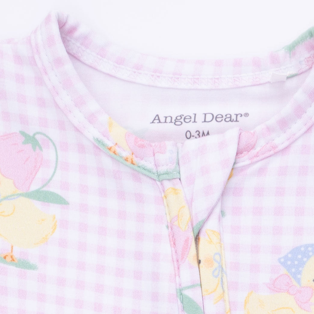 Vintage Spring Ducklings Pink - 2 Way Zipper Footie
