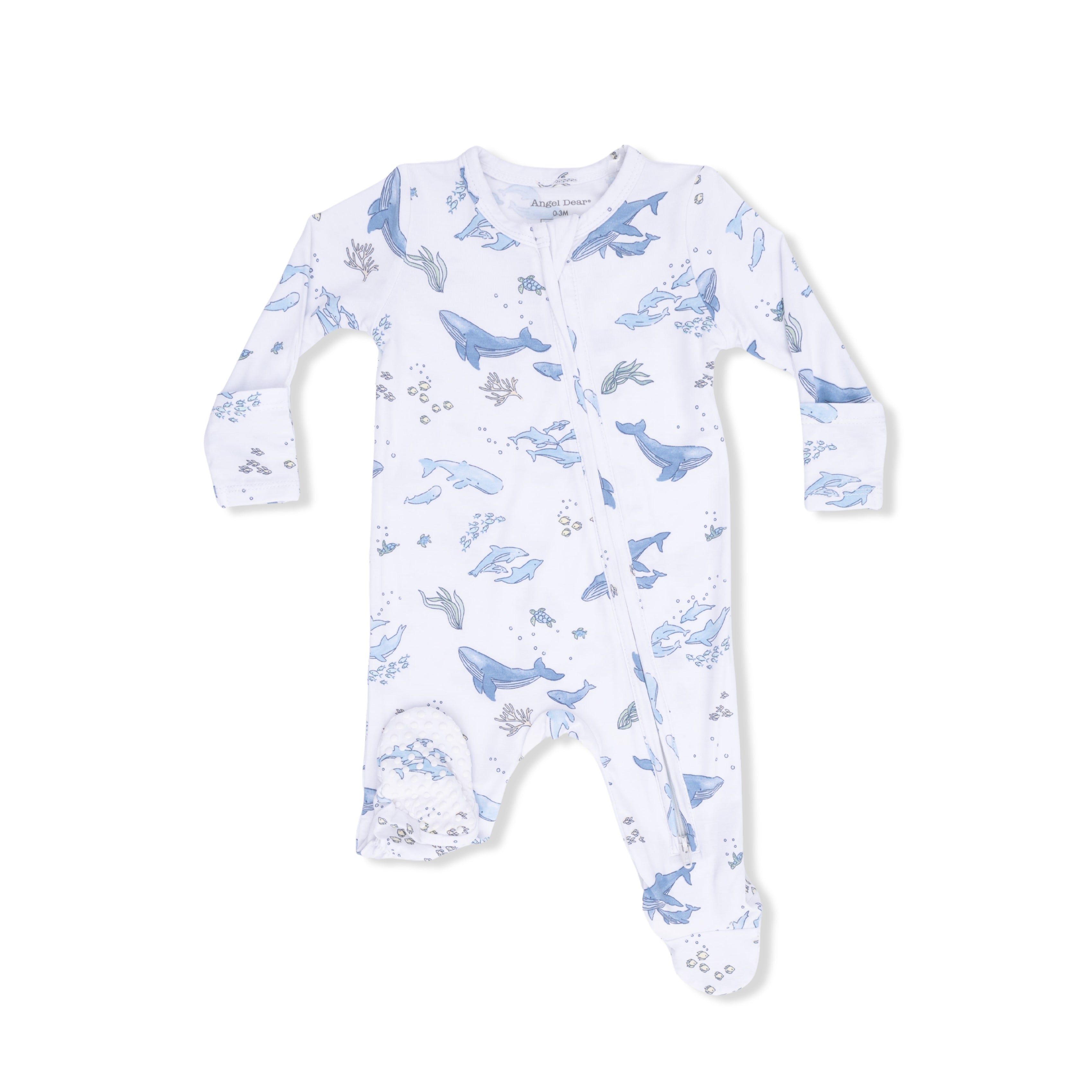 Watercolor Blue Whales - 2 Way Zipper Footie-Angel Dear