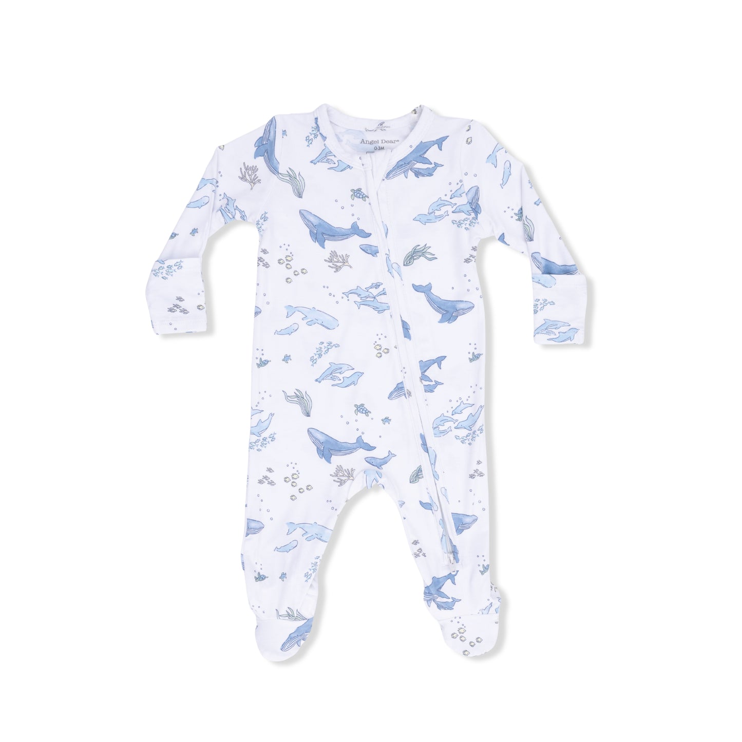 Watercolor Blue Whales - 2 Way Zipper Footie-Angel Dear