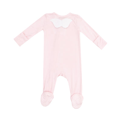 Angel Wing Footie - Solid Classic Pink