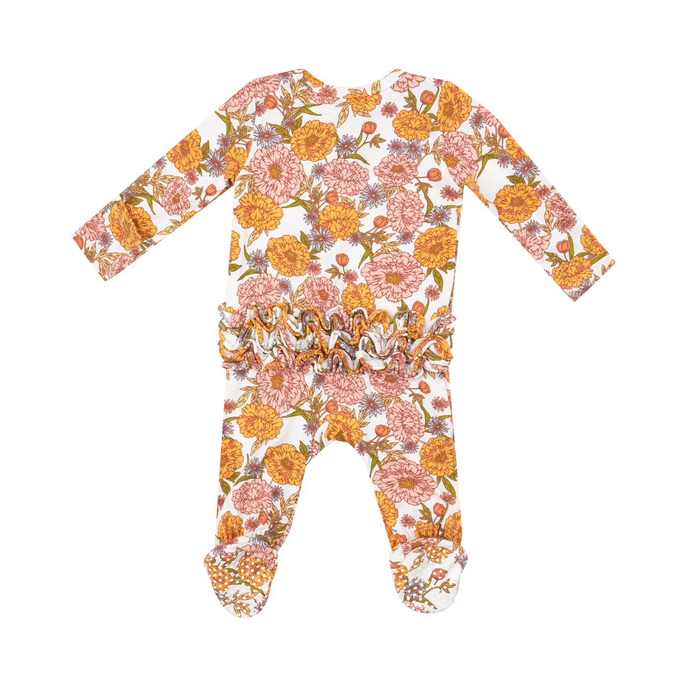 2 Way Ruffle Zipper Footie - Ambers Floral-Angel Dear