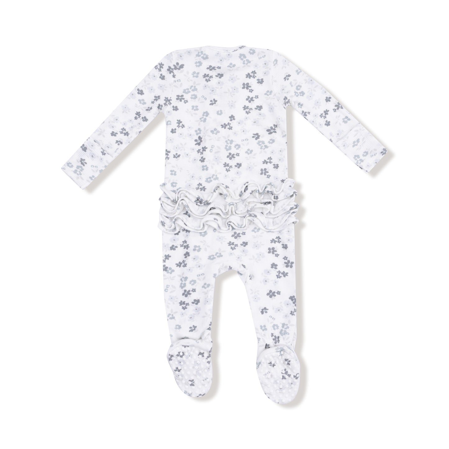 2 Way Zipper Ruffle Back Footie in our  Caroline's Calico print from Angel Dear