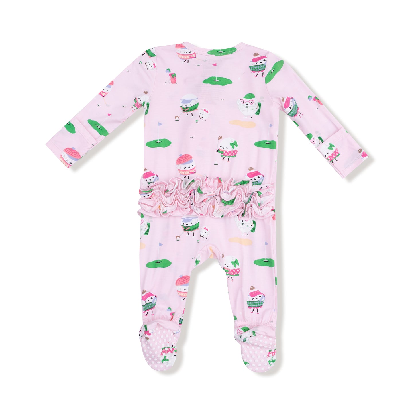 2 Way Zipper Ruffle Back Footie in our  Golf Pros - Pink print from Angel Dear