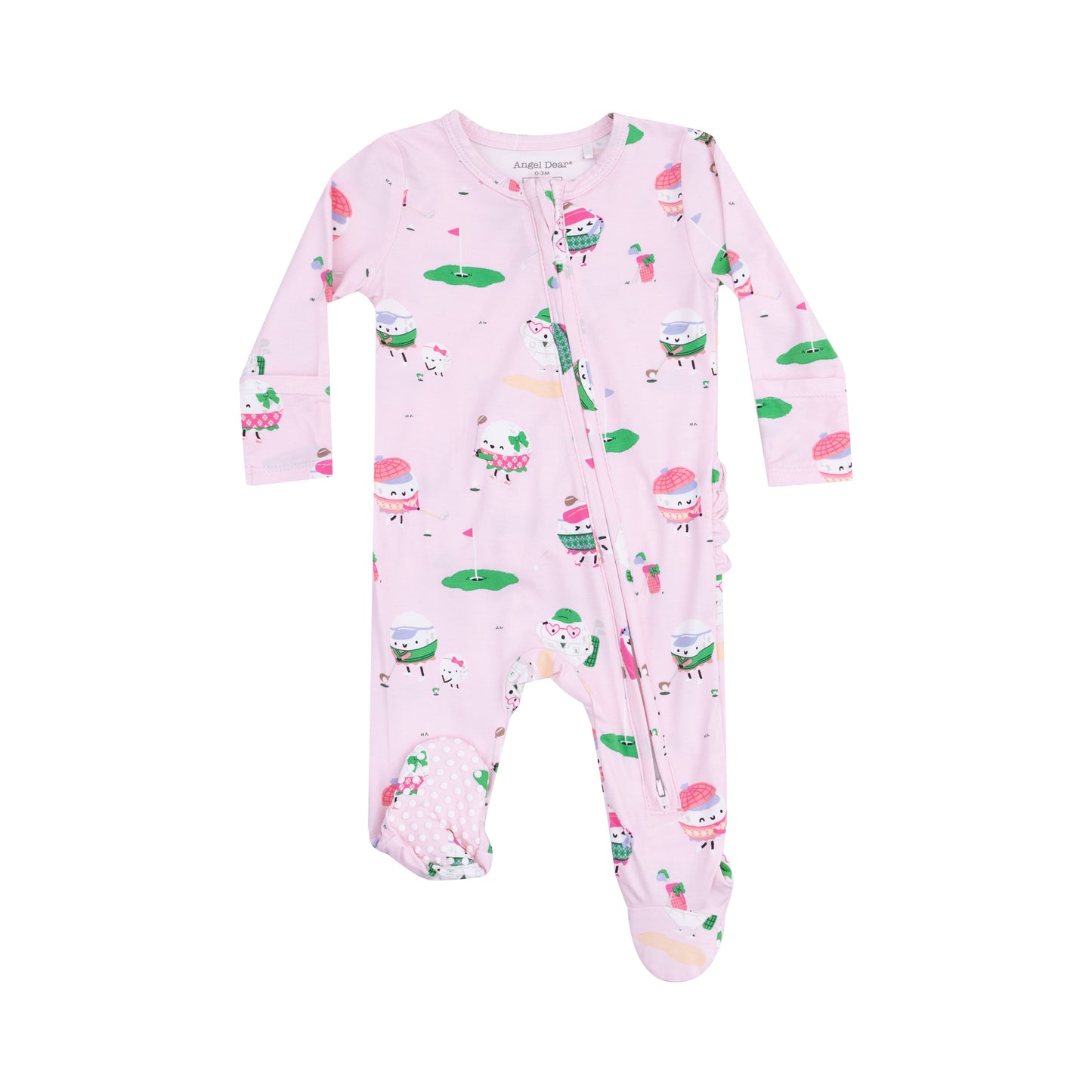 2 Way Zipper Ruffle Back Footie in our  Golf Pros - Pink print from Angel Dear
