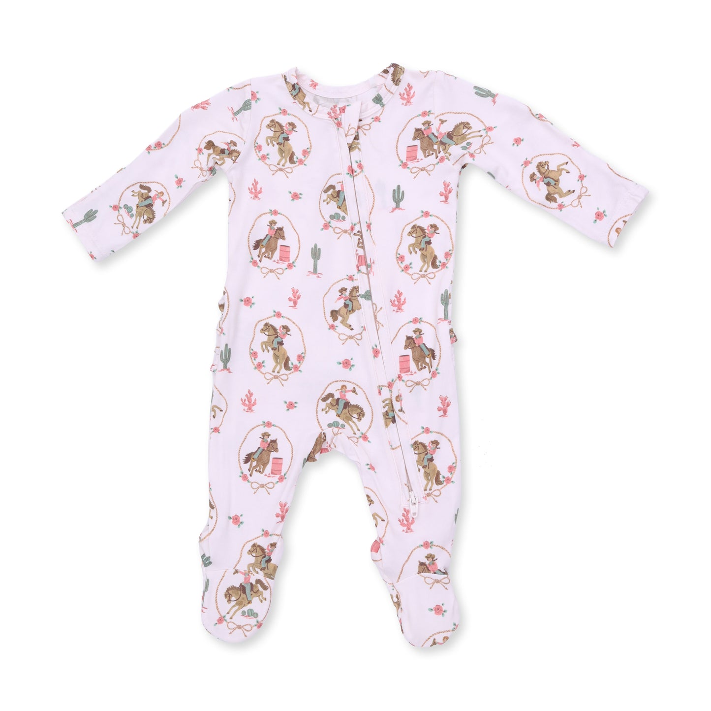 Cowgirl Cameos - 2 Way Ruffle Back Zipper Footie