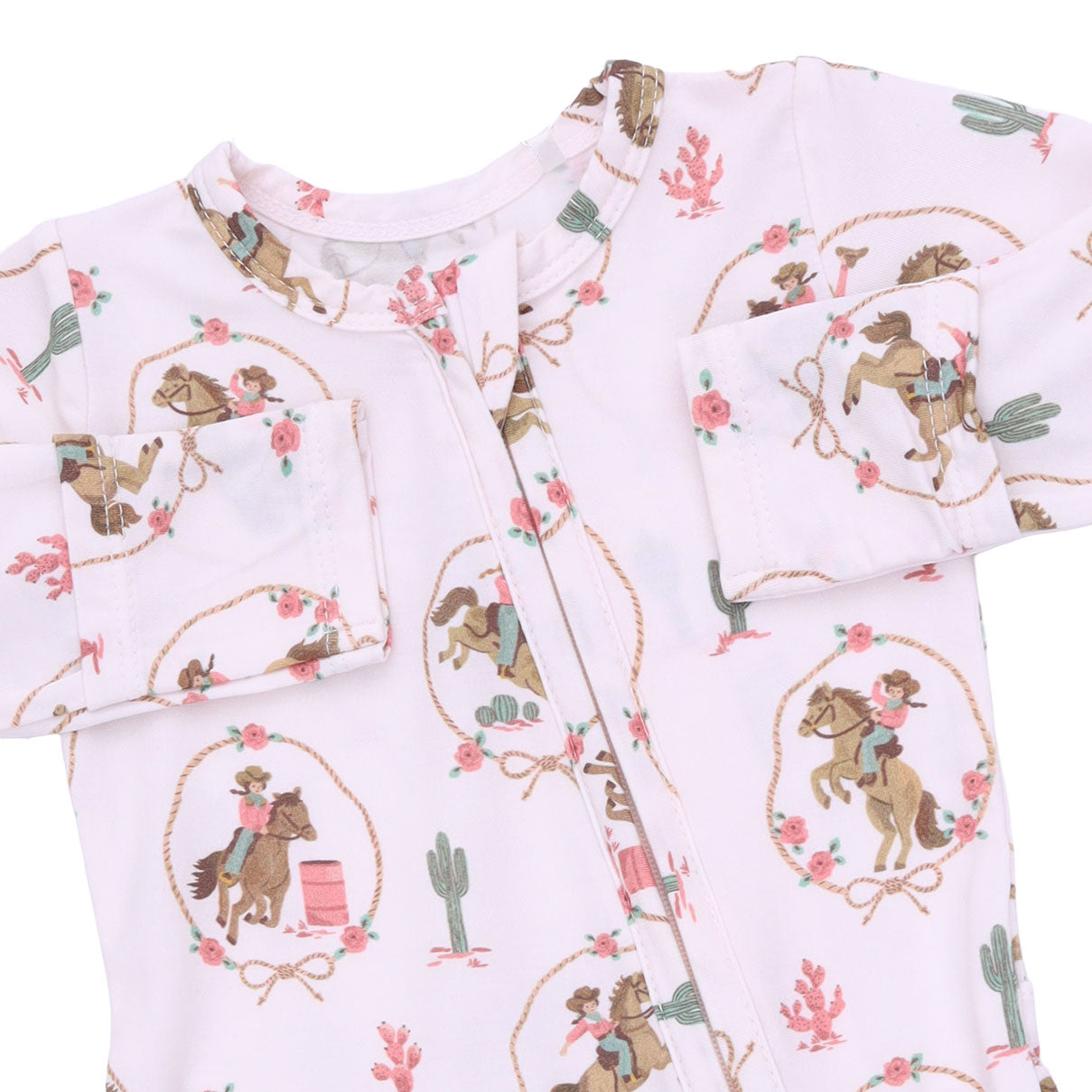 Cowgirl Cameos - 2 Way Ruffle Back Zipper Footie