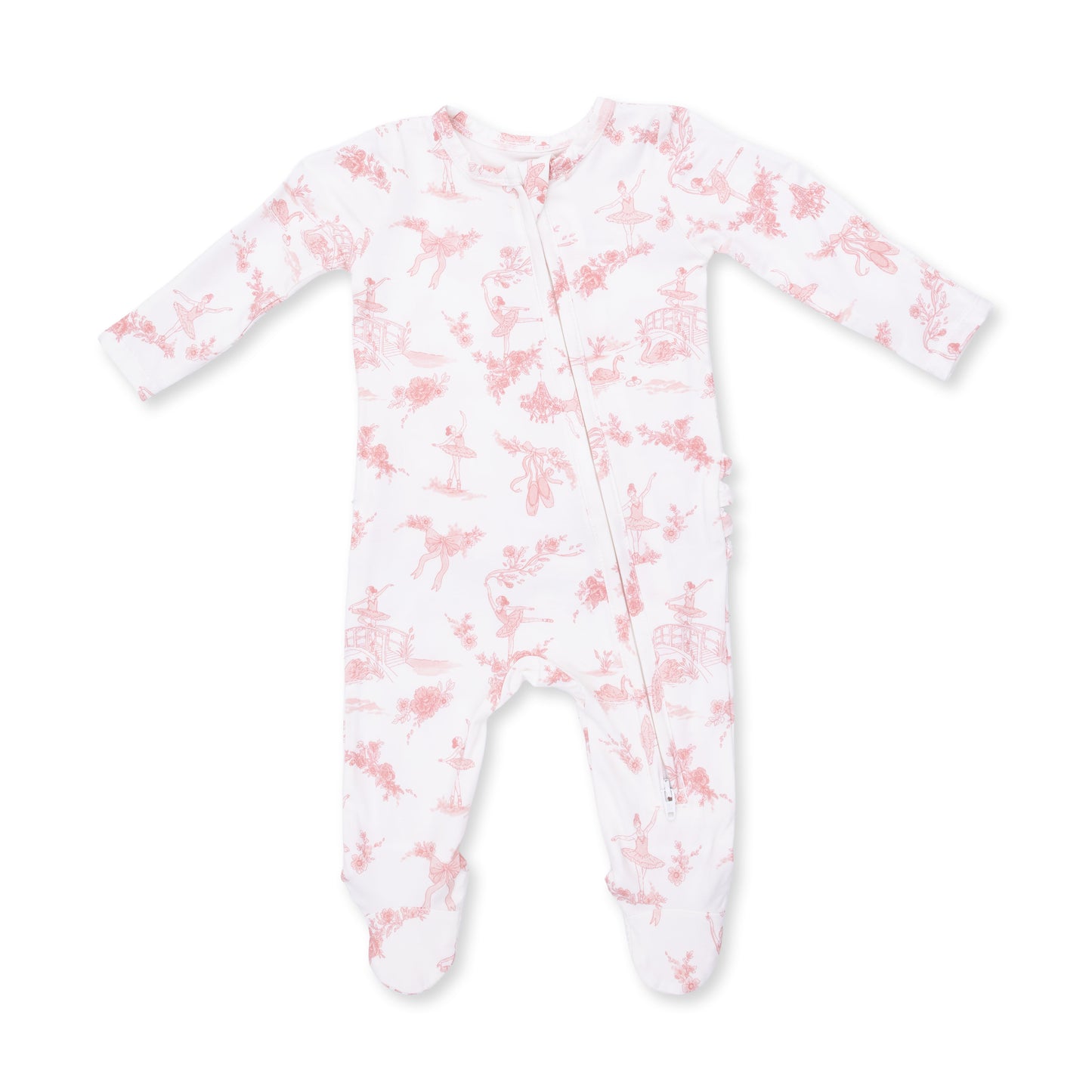 Ballet Toile - 2 Way Ruffle Back Zipper Footie