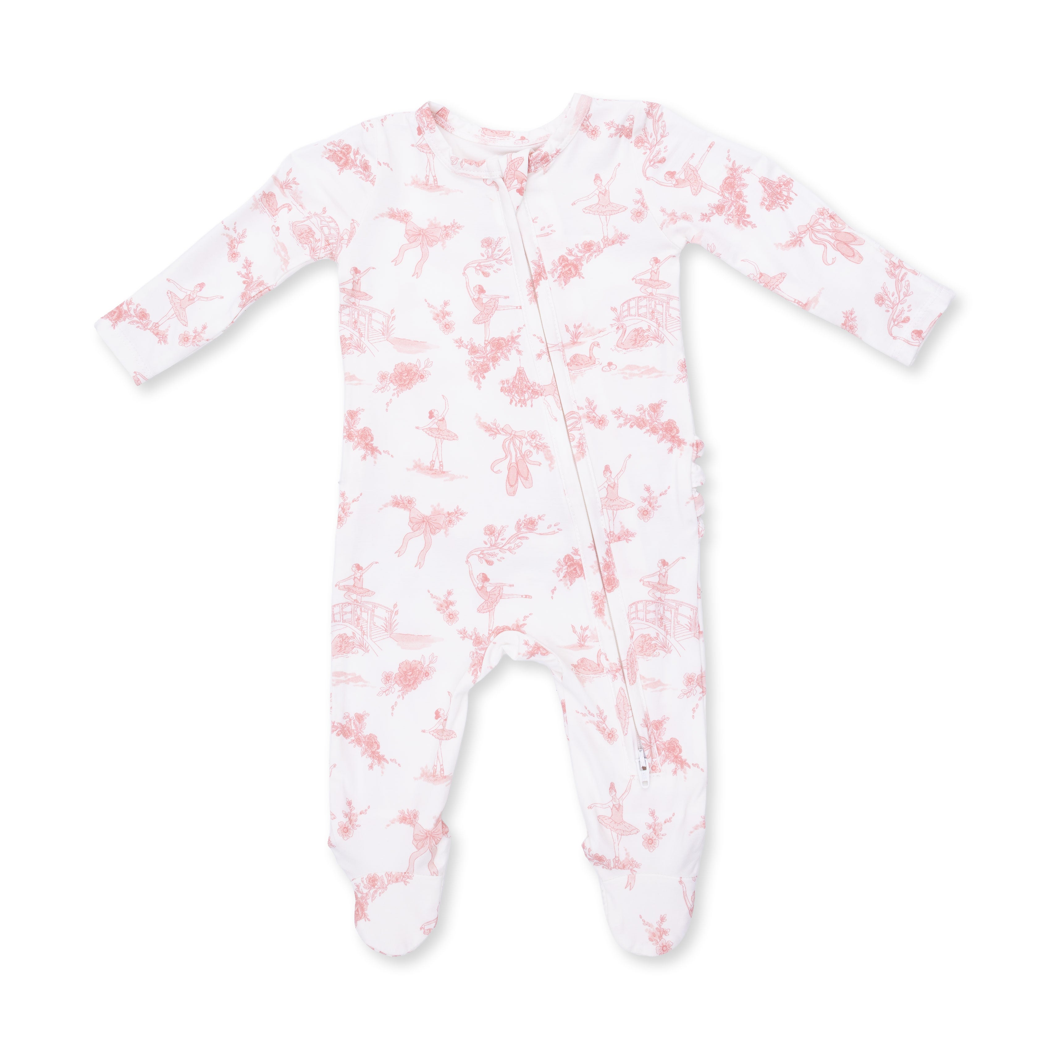 Ballet Toile - 2 Way Ruffle Back Zipper Footie