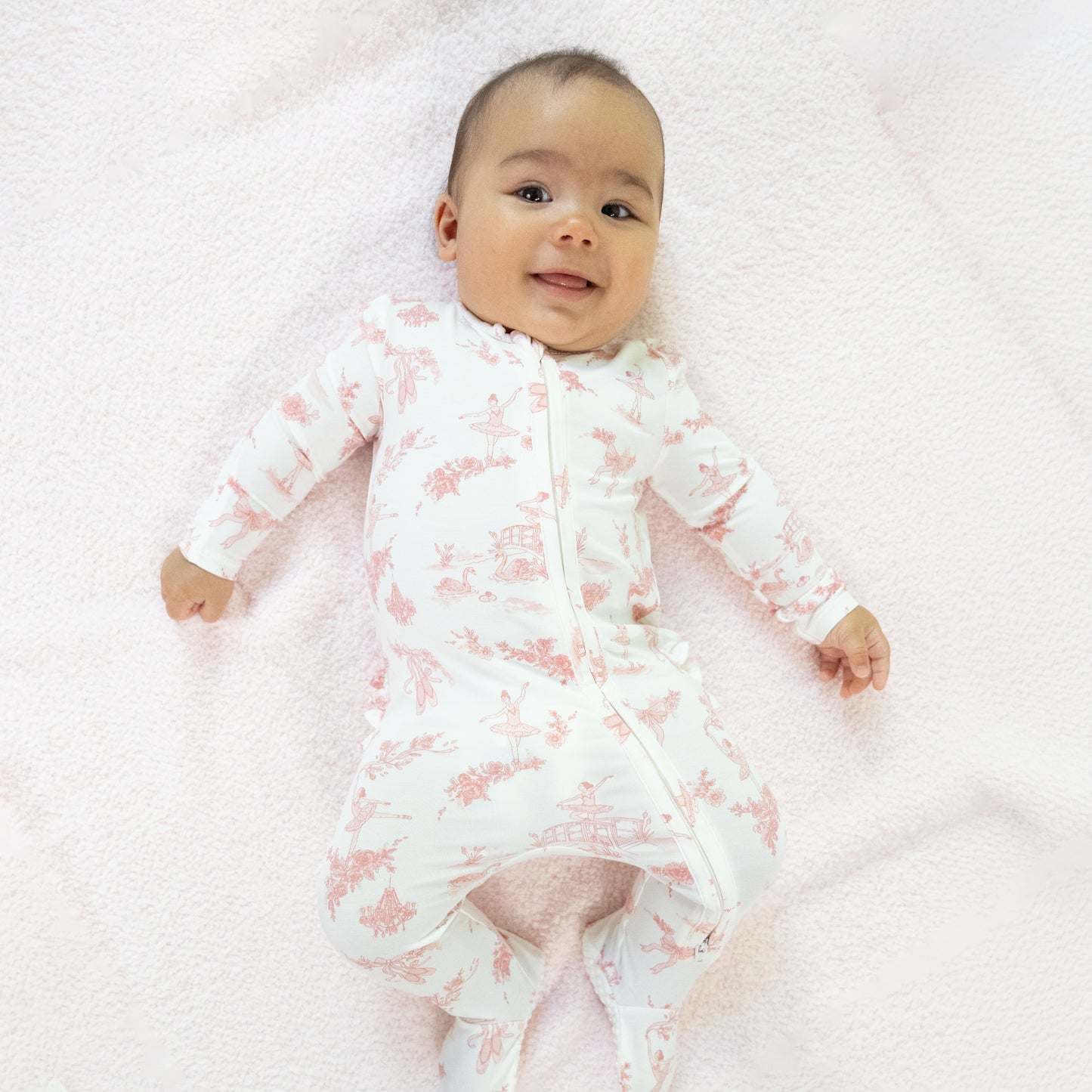 Ballet Toile - 2 Way Ruffle Back Zipper Footie