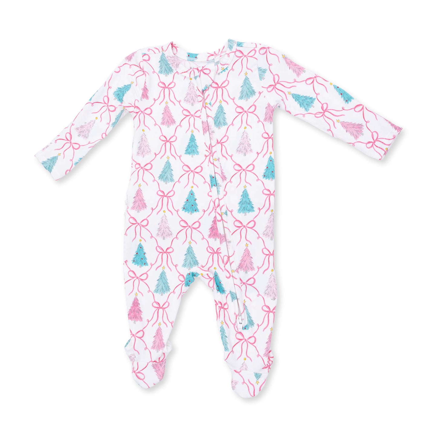 Bow Trellis Tree - 2 Way Ruffle Back Zipper Footie