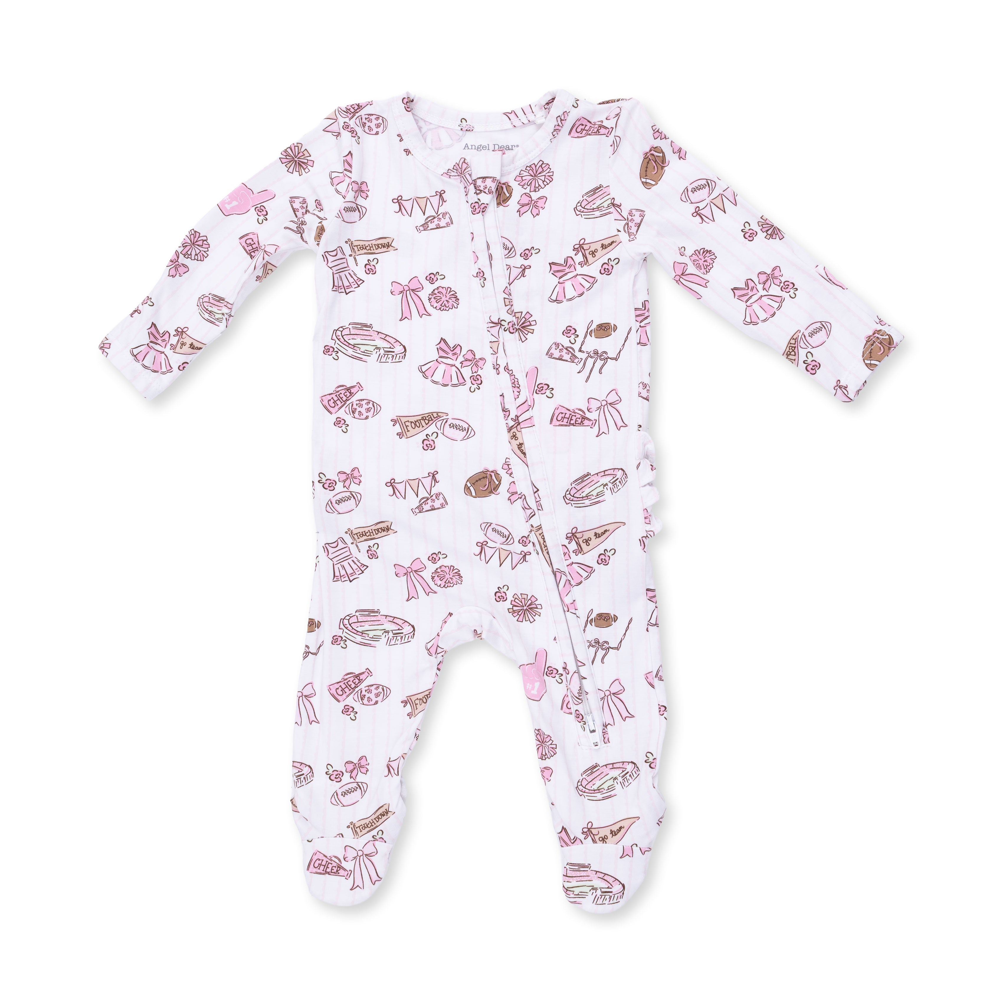 Football Cheer Nursery - 2 Way Ruffle Back Zipper Footie