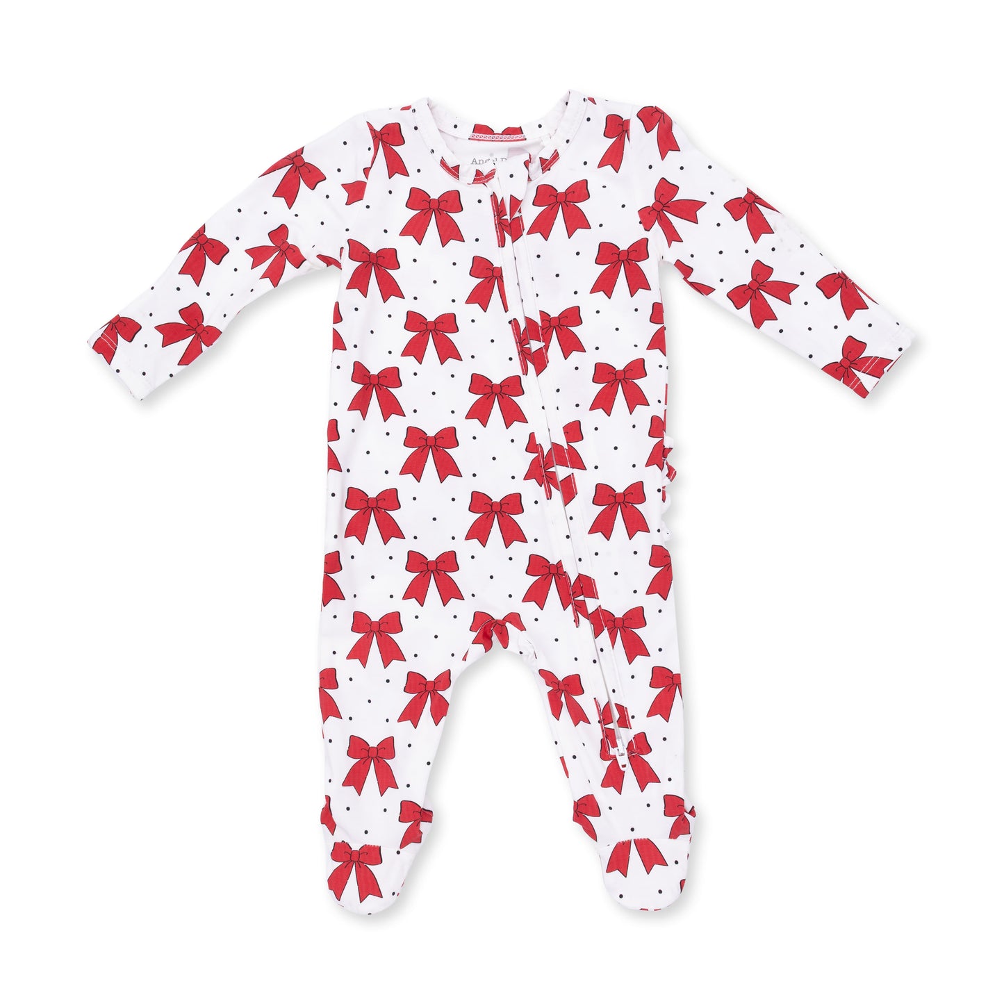 Festive Bows - 2 Way Ruffle Back Zipper Footie