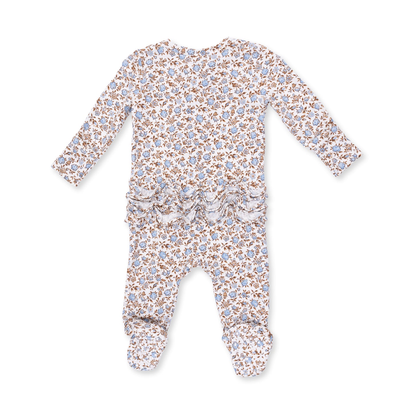 Hazel Floral - 2 Way Ruffle Back Zipper Footie