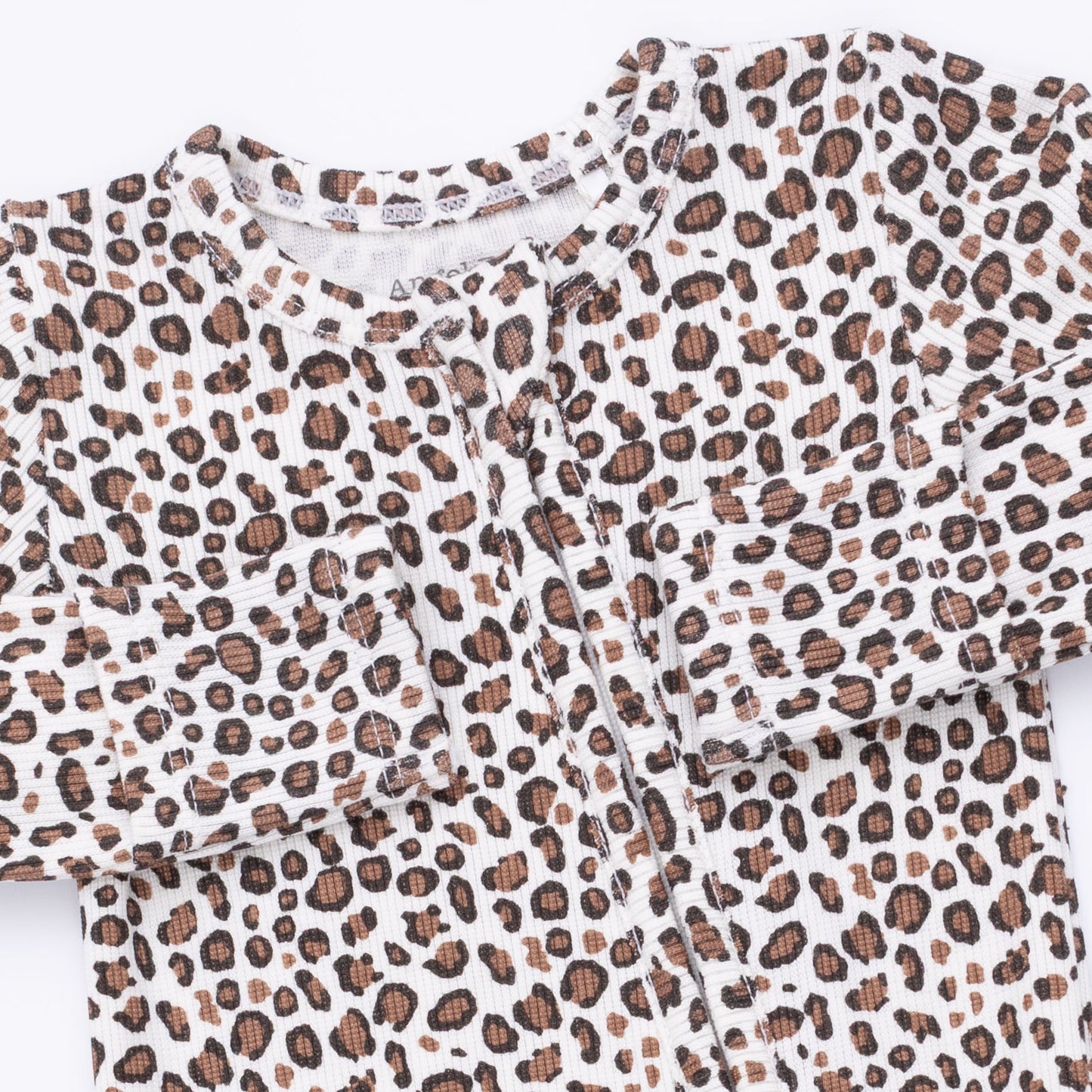 Leopard Rib - 2 Way Ruffle Back Zipper Footie