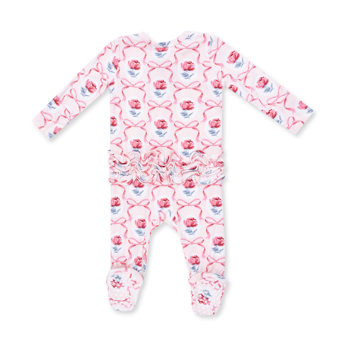 Leslie Rose - 2 Way Ruffle Back Zipper Footie